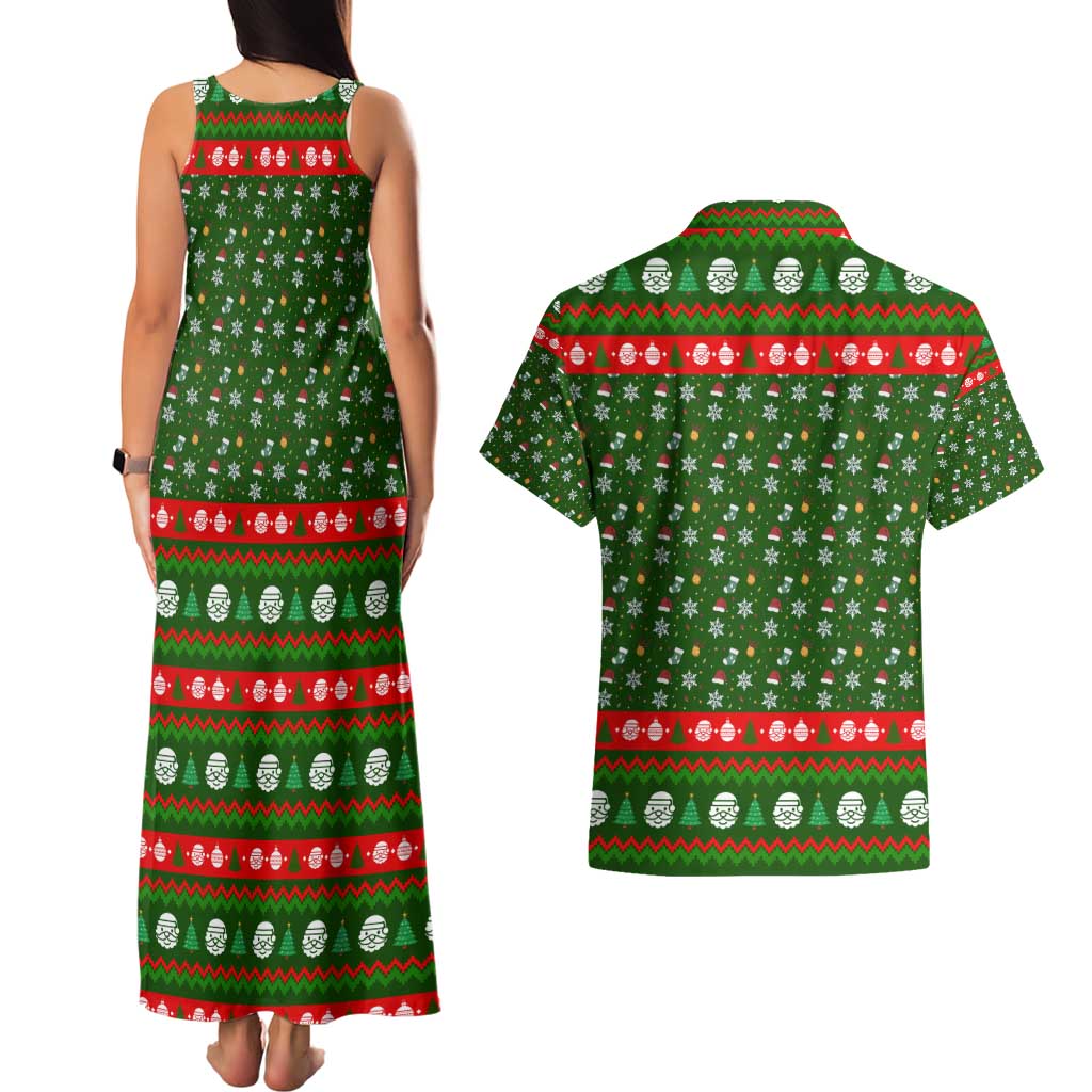 Awesome Firefighter Christmas Couples Matching Tank Maxi Dress and Hawaiian Shirt Xmas Holiday Patterns - Wonder Print Shop