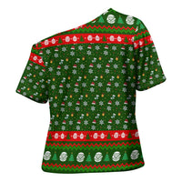 Awesome Firefighter Christmas Cross Shoulder Shirt Xmas Holiday Patterns - Wonder Print Shop