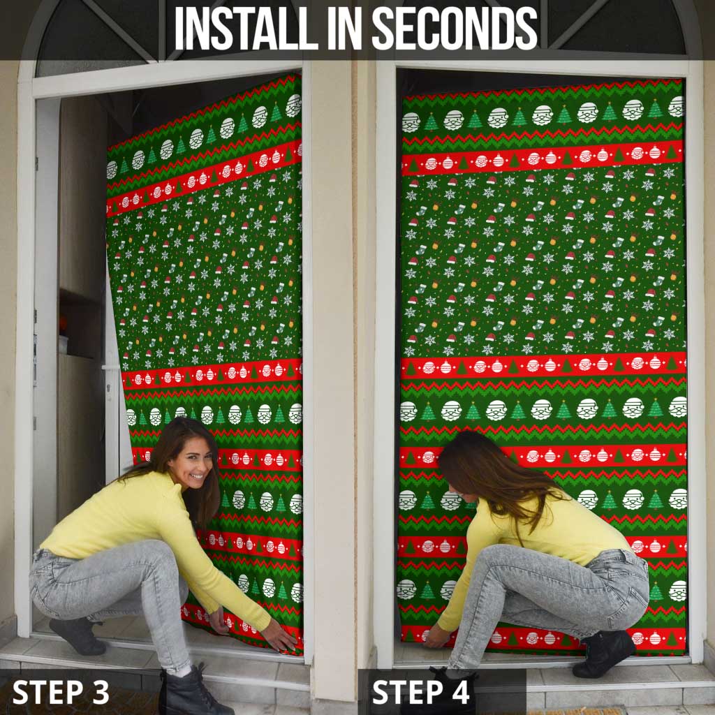 Awesome Firefighter Christmas Door Cover Xmas Holiday Patterns - Wonder Print Shop