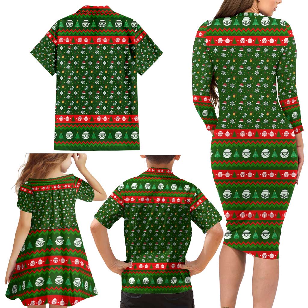 Awesome Firefighter Christmas Family Matching Long Sleeve Bodycon Dress and Hawaiian Shirt Xmas Holiday Patterns - Wonder Print Shop