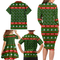 Awesome Firefighter Christmas Family Matching Long Sleeve Bodycon Dress and Hawaiian Shirt Xmas Holiday Patterns - Wonder Print Shop