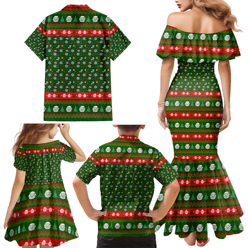 Awesome Firefighter Christmas Family Matching Mermaid Dress and Hawaiian Shirt Xmas Holiday Patterns - Wonder Print Shop