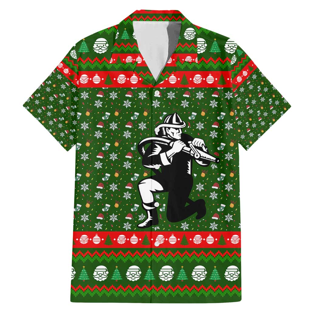 Awesome Firefighter Christmas Family Matching Mermaid Dress and Hawaiian Shirt Xmas Holiday Patterns - Wonder Print Shop