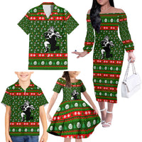 Awesome Firefighter Christmas Family Matching Off The Shoulder Long Sleeve Dress and Hawaiian Shirt Xmas Holiday Patterns - Wonder Print Shop