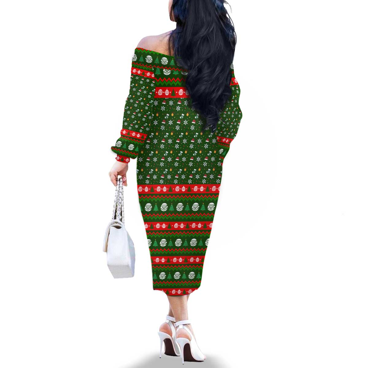 Awesome Firefighter Christmas Family Matching Off The Shoulder Long Sleeve Dress and Hawaiian Shirt Xmas Holiday Patterns - Wonder Print Shop