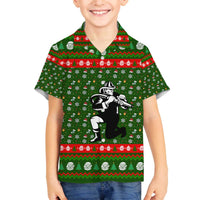 Awesome Firefighter Christmas Family Matching Off The Shoulder Long Sleeve Dress and Hawaiian Shirt Xmas Holiday Patterns - Wonder Print Shop