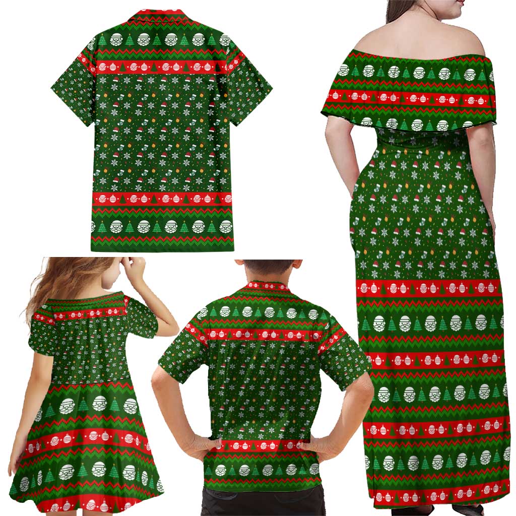 Awesome Firefighter Christmas Family Matching Off Shoulder Maxi Dress and Hawaiian Shirt Xmas Holiday Patterns - Wonder Print Shop