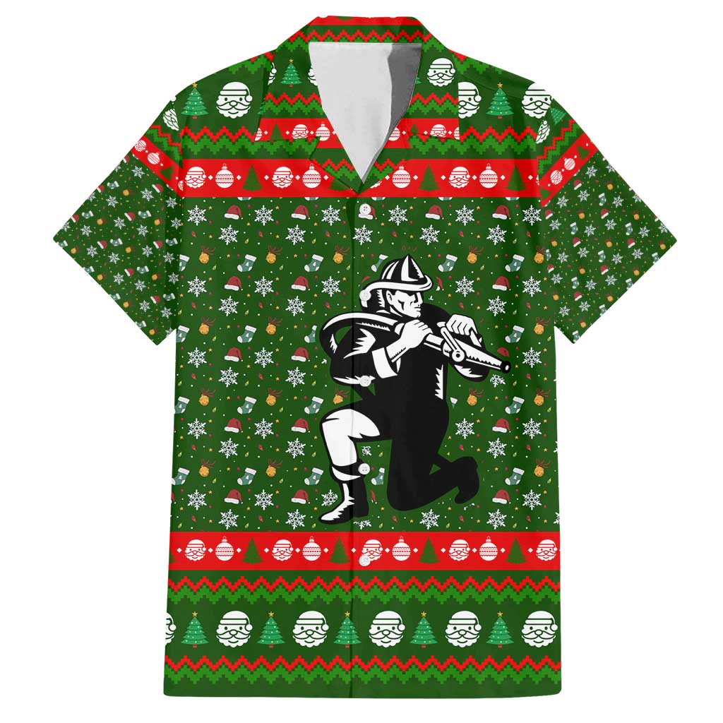 Awesome Firefighter Christmas Family Matching Off Shoulder Maxi Dress and Hawaiian Shirt Xmas Holiday Patterns - Wonder Print Shop