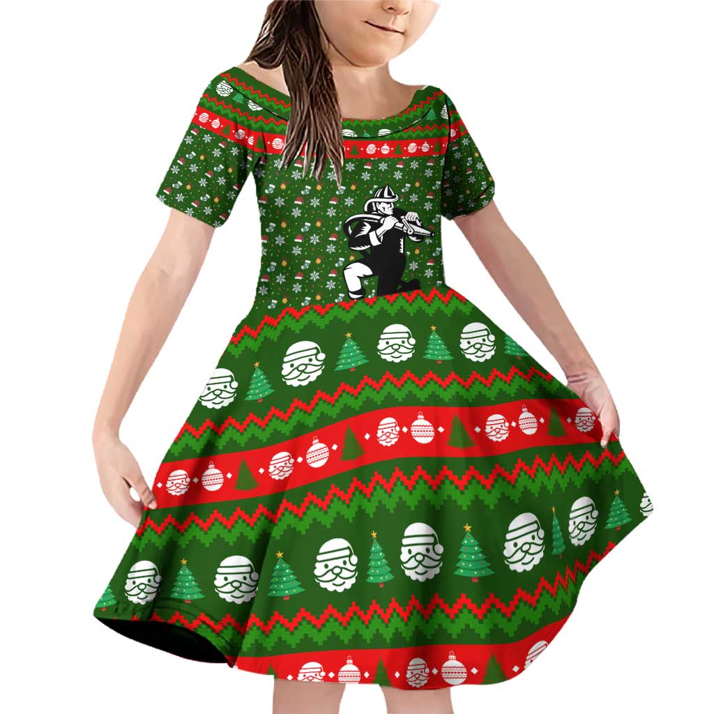 Awesome Firefighter Christmas Family Matching Off Shoulder Short Dress and Hawaiian Shirt Xmas Holiday Patterns - Wonder Print Shop