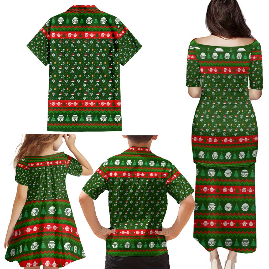 Awesome Firefighter Christmas Family Matching Puletasi and Hawaiian Shirt Xmas Holiday Patterns - Wonder Print Shop