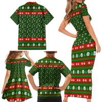 Awesome Firefighter Christmas Family Matching Short Sleeve Bodycon Dress and Hawaiian Shirt Xmas Holiday Patterns - Wonder Print Shop