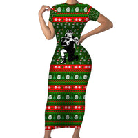 Awesome Firefighter Christmas Family Matching Short Sleeve Bodycon Dress and Hawaiian Shirt Xmas Holiday Patterns - Wonder Print Shop