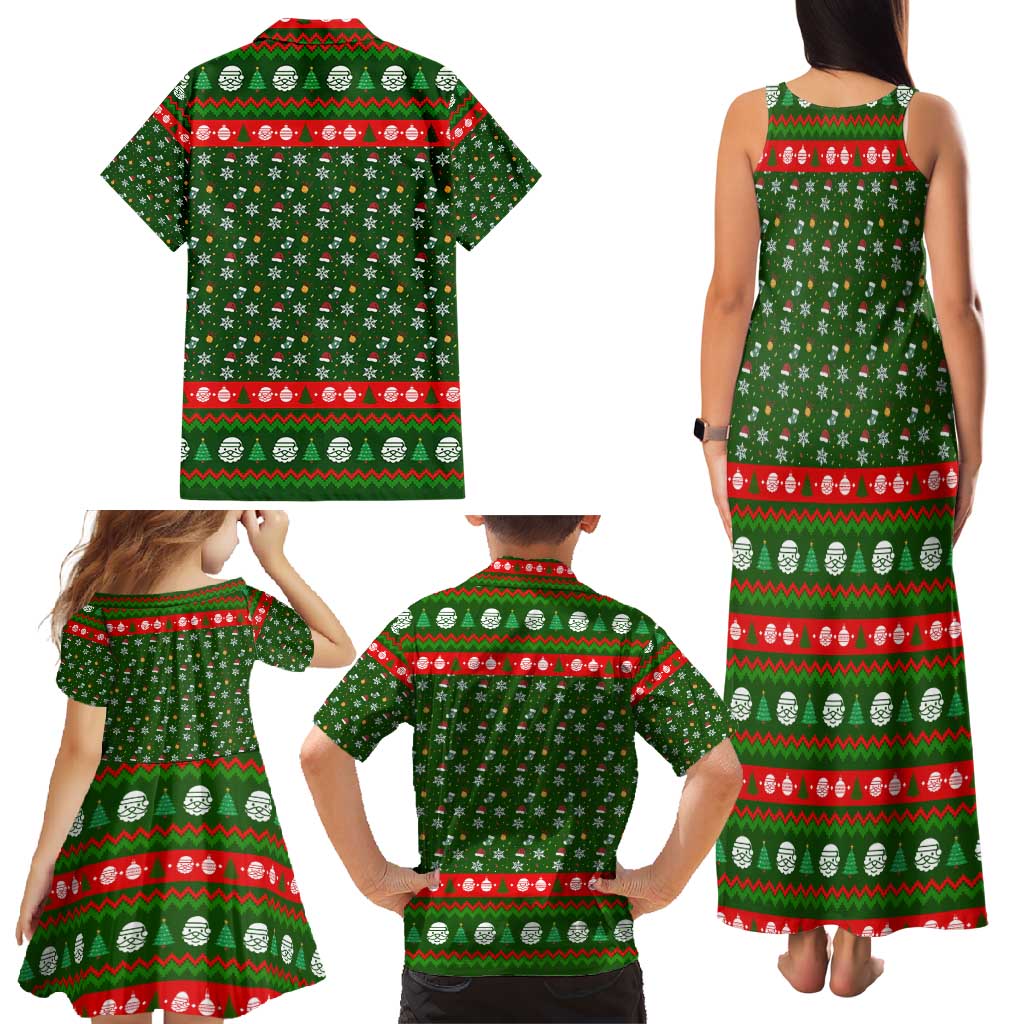 Awesome Firefighter Christmas Family Matching Tank Maxi Dress and Hawaiian Shirt Xmas Holiday Patterns - Wonder Print Shop