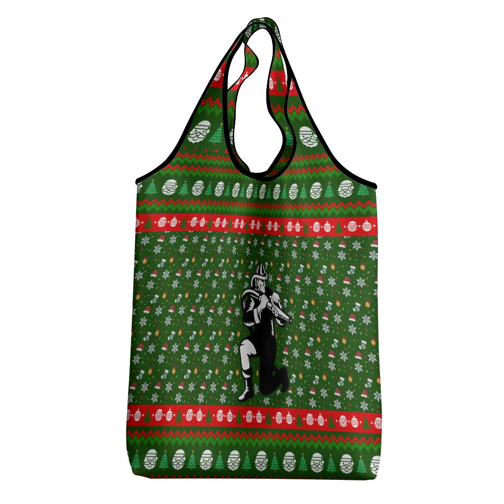 Awesome Firefighter Christmas Grocery Bag Xmas Holiday Patterns - Wonder Print Shop
