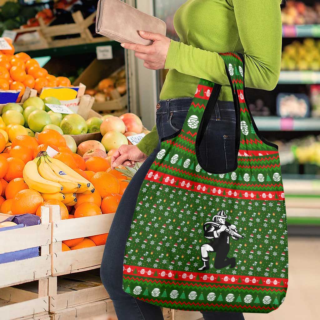 Awesome Firefighter Christmas Grocery Bag Xmas Holiday Patterns - Wonder Print Shop