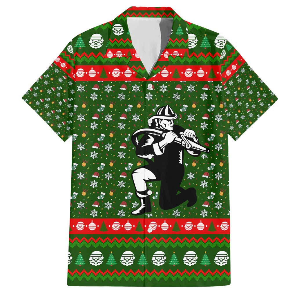 Awesome Firefighter Christmas Hawaiian Shirt Xmas Holiday Patterns - Wonder Print Shop