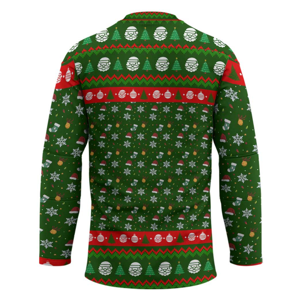 Awesome Firefighter Christmas Hockey Jersey Xmas Holiday Patterns - Wonder Print Shop