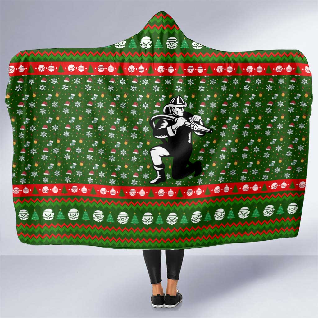 Awesome Firefighter Christmas Hooded Blanket Xmas Holiday Patterns - Wonder Print Shop