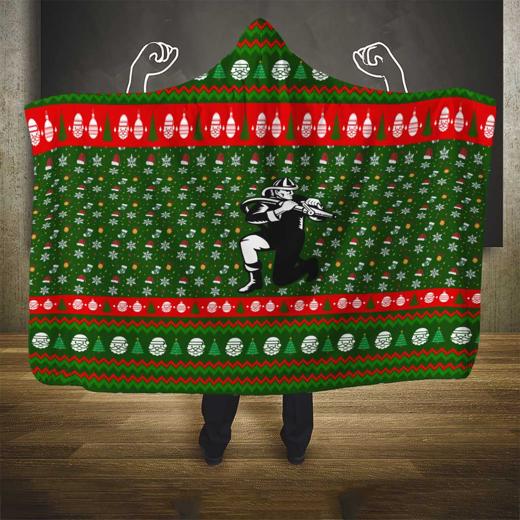 Awesome Firefighter Christmas Hooded Blanket Xmas Holiday Patterns - Wonder Print Shop