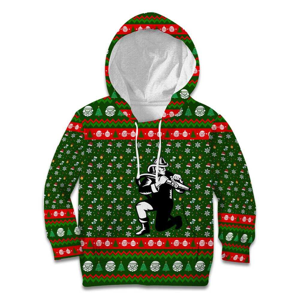 Awesome Firefighter Christmas Kid Hoodie Xmas Holiday Patterns - Wonder Print Shop