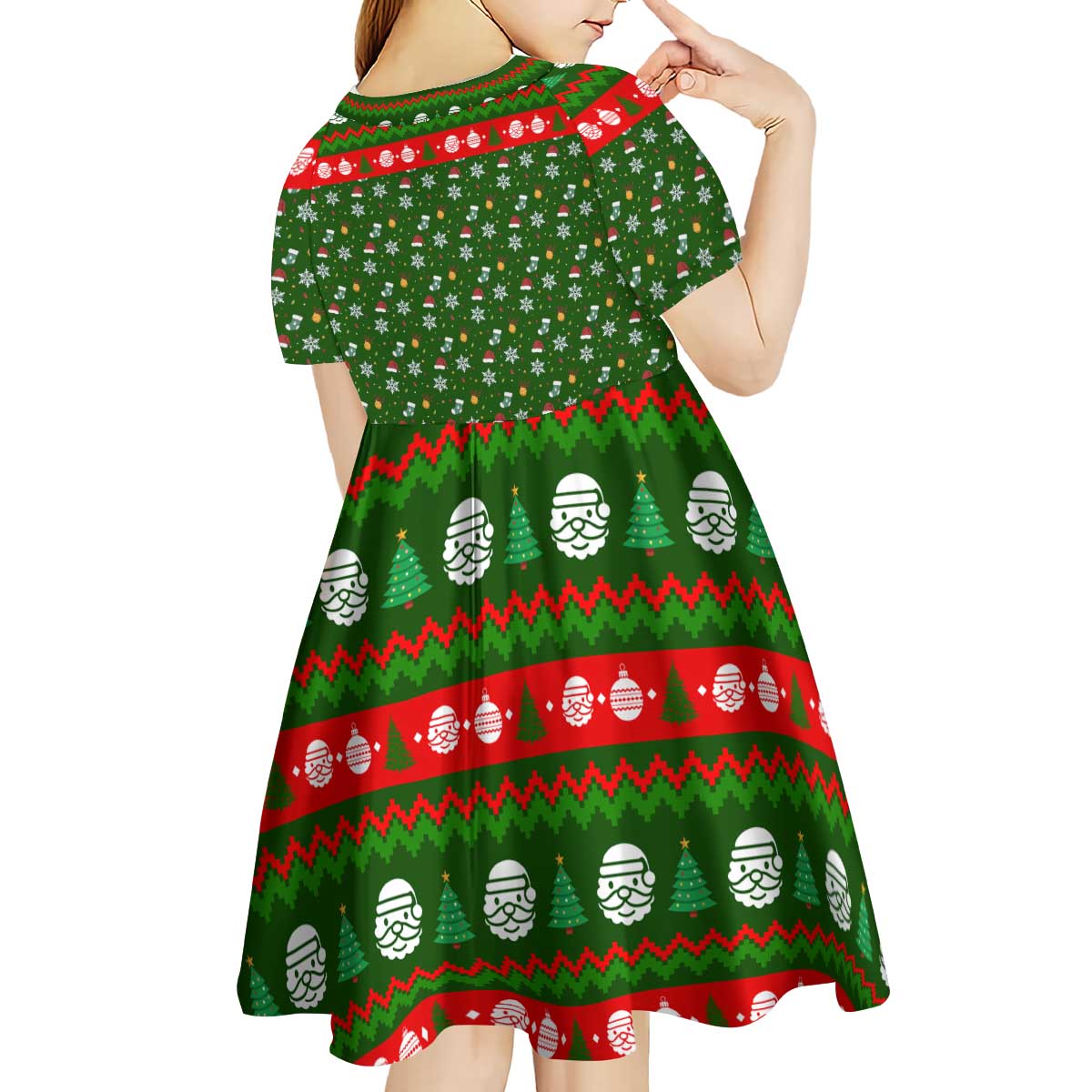 Awesome Firefighter Christmas Kid Short Sleeve Dress Xmas Holiday Patterns - Wonder Print Shop