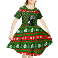Awesome Firefighter Christmas Kid Short Sleeve Dress Xmas Holiday Patterns - Wonder Print Shop