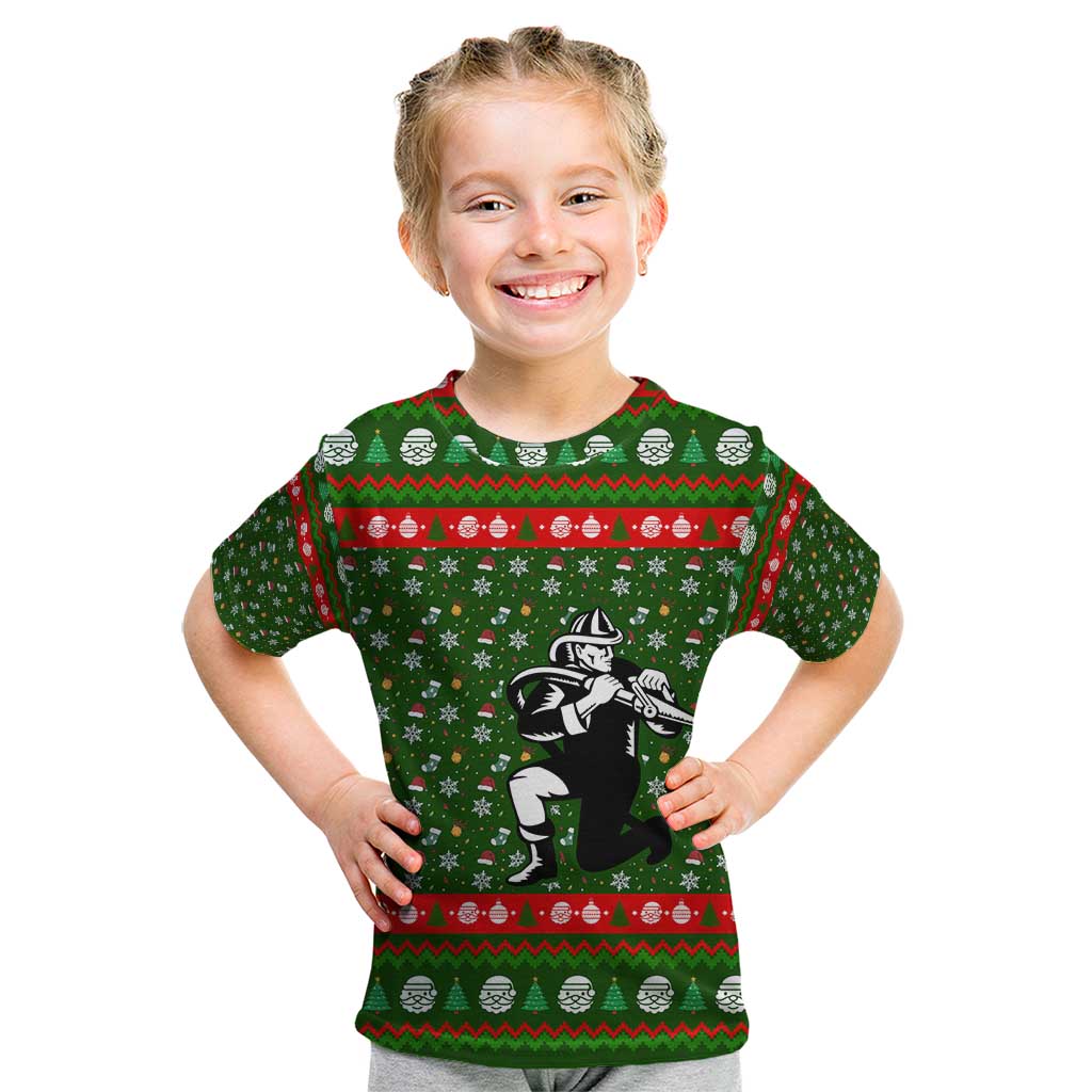 Awesome Firefighter Christmas Kid T Shirt Xmas Holiday Patterns - Wonder Print Shop