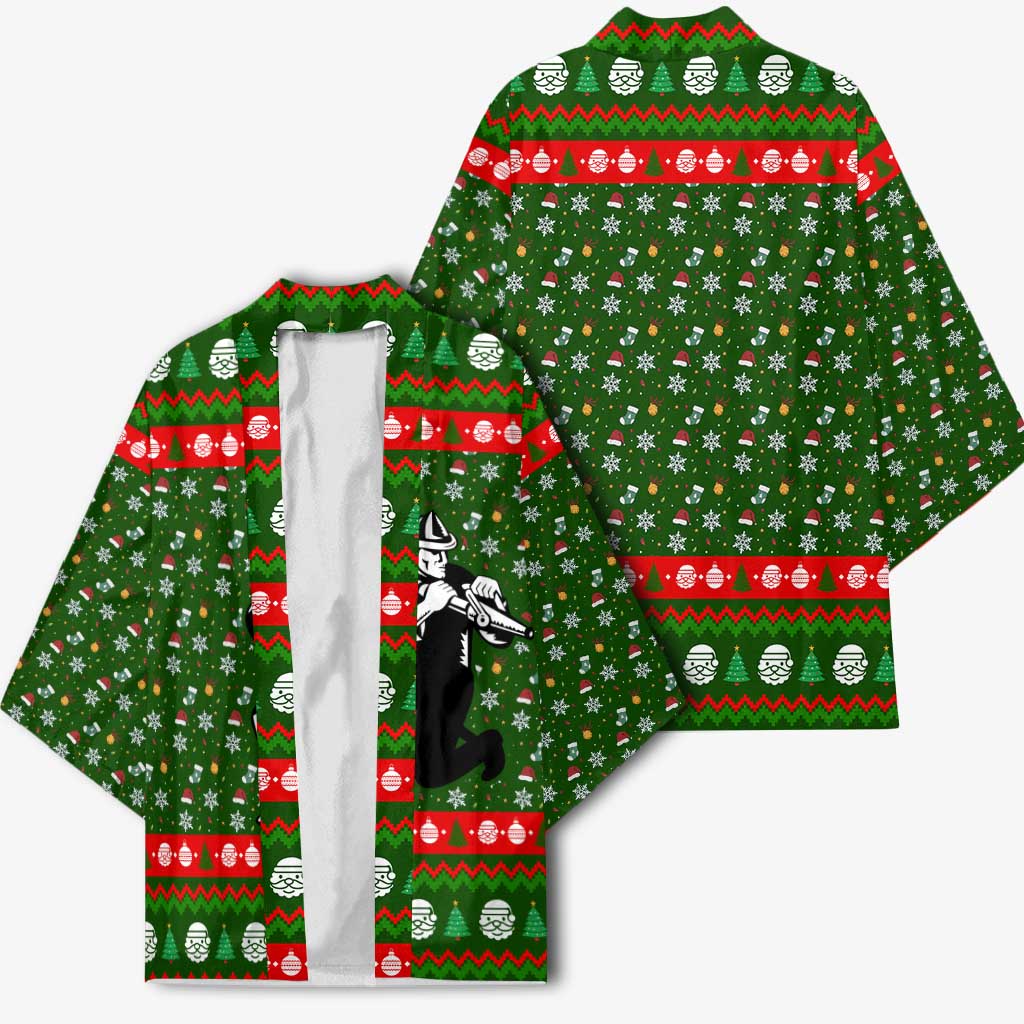 Awesome Firefighter Christmas Kimono Xmas Holiday Patterns - Wonder Print Shop