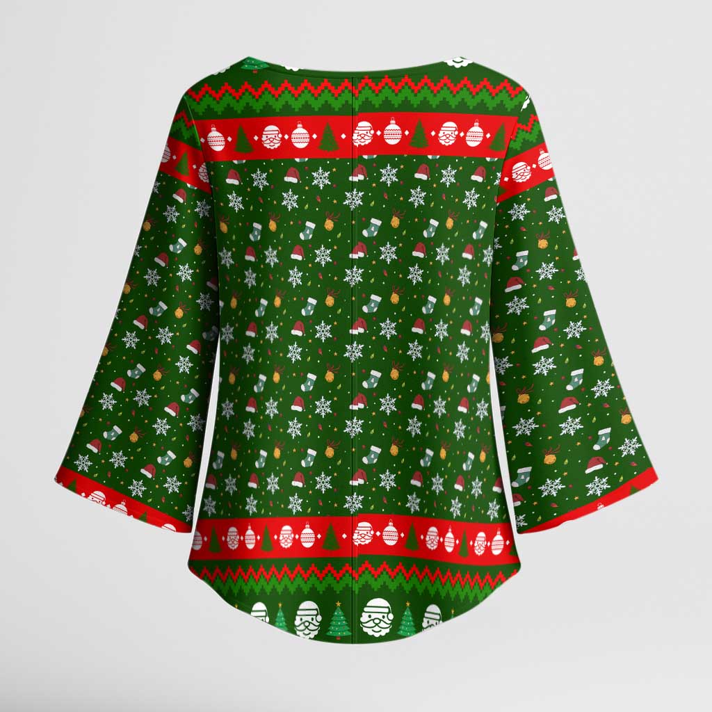 Awesome Firefighter Christmas Kimono Sleeve Blouse Xmas Holiday Patterns - Wonder Print Shop