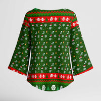 Awesome Firefighter Christmas Kimono Sleeve Blouse Xmas Holiday Patterns - Wonder Print Shop