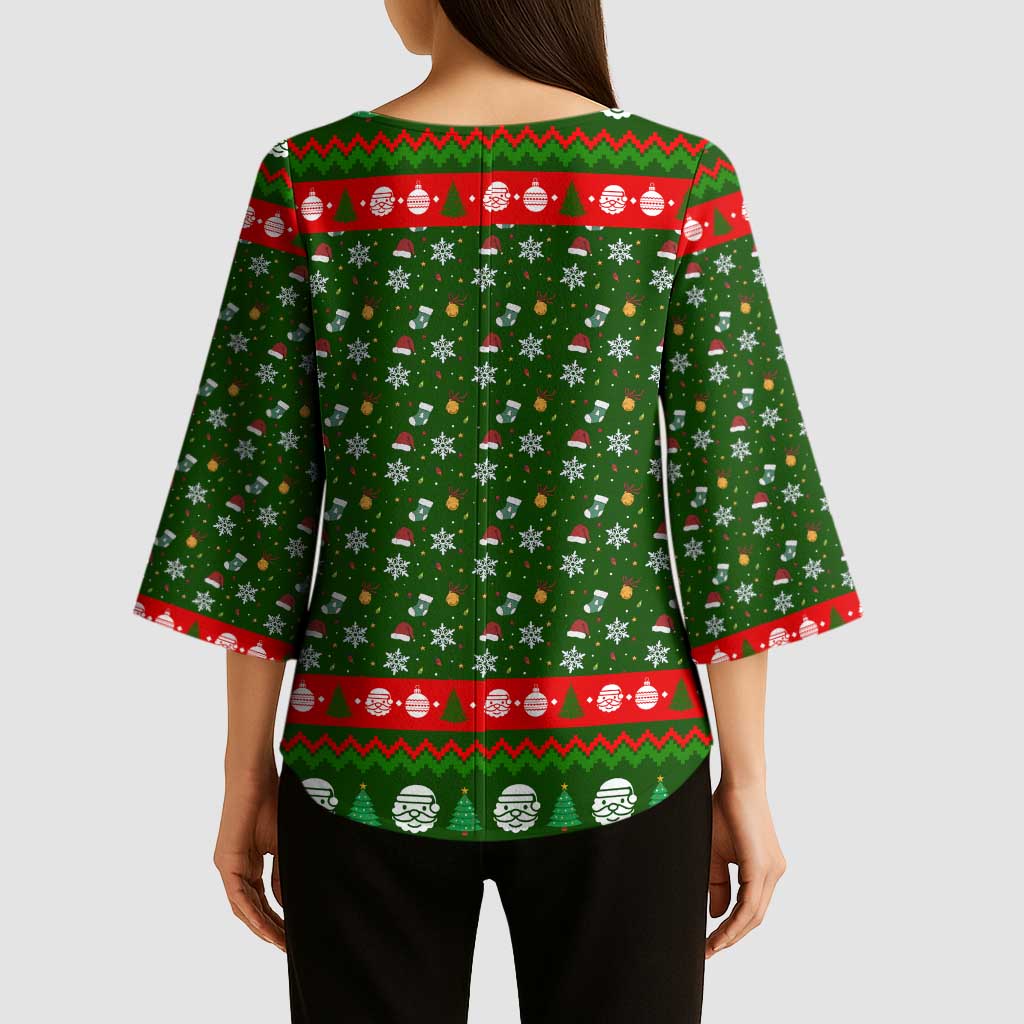Awesome Firefighter Christmas Kimono Sleeve Blouse Xmas Holiday Patterns - Wonder Print Shop
