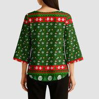 Awesome Firefighter Christmas Kimono Sleeve Blouse Xmas Holiday Patterns - Wonder Print Shop