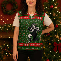 Awesome Firefighter Christmas Knitted V-Neck Vest Xmas Holiday Patterns - Wonder Print Shop