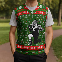 Awesome Firefighter Christmas Knitted V-Neck Vest Xmas Holiday Patterns - Wonder Print Shop
