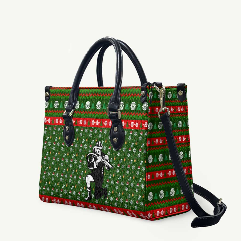 Awesome Firefighter Christmas Leather Bag Xmas Holiday Patterns - Wonder Print Shop