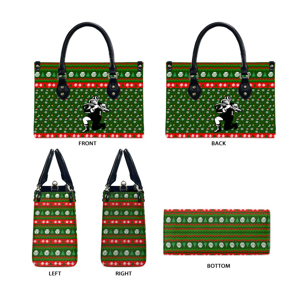 Awesome Firefighter Christmas Leather Bag Xmas Holiday Patterns - Wonder Print Shop