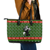 Awesome Firefighter Christmas Leather Tote Bag Xmas Holiday Patterns - Wonder Print Shop