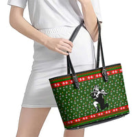 Awesome Firefighter Christmas Leather Tote Bag Xmas Holiday Patterns - Wonder Print Shop