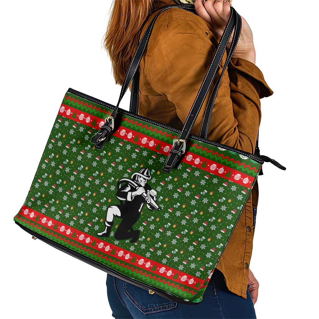 Awesome Firefighter Christmas Leather Tote Bag Xmas Holiday Patterns - Wonder Print Shop