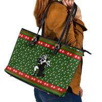 Awesome Firefighter Christmas Leather Tote Bag Xmas Holiday Patterns - Wonder Print Shop