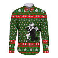 Awesome Firefighter Christmas Long Sleeve Button Shirt Xmas Holiday Patterns - Wonder Print Shop