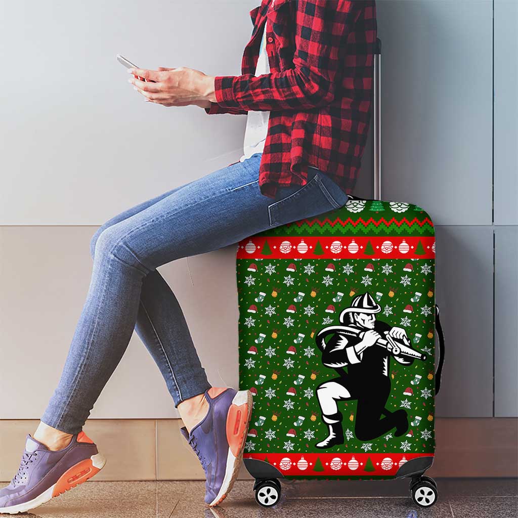 Awesome Firefighter Christmas Luggage Cover Xmas Holiday Patterns - Wonder Print Shop