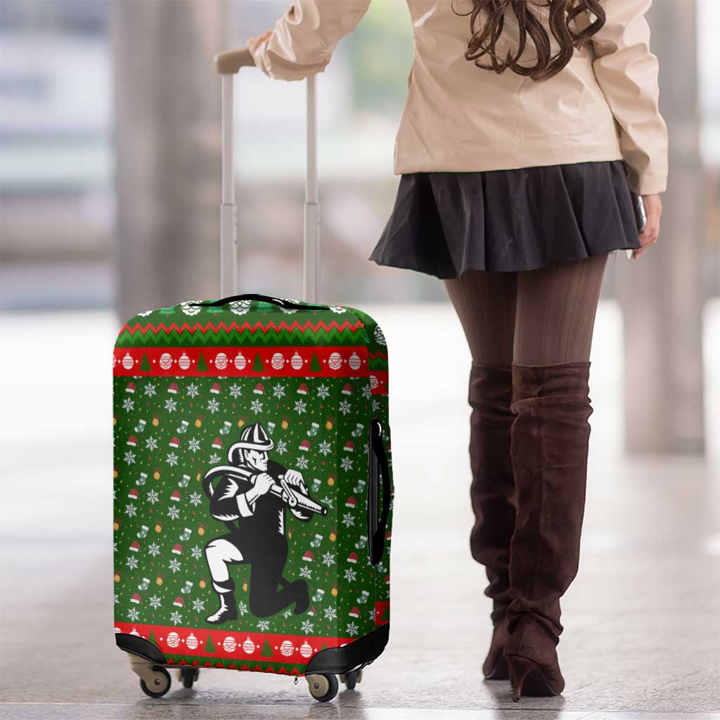 Awesome Firefighter Christmas Luggage Cover Xmas Holiday Patterns - Wonder Print Shop