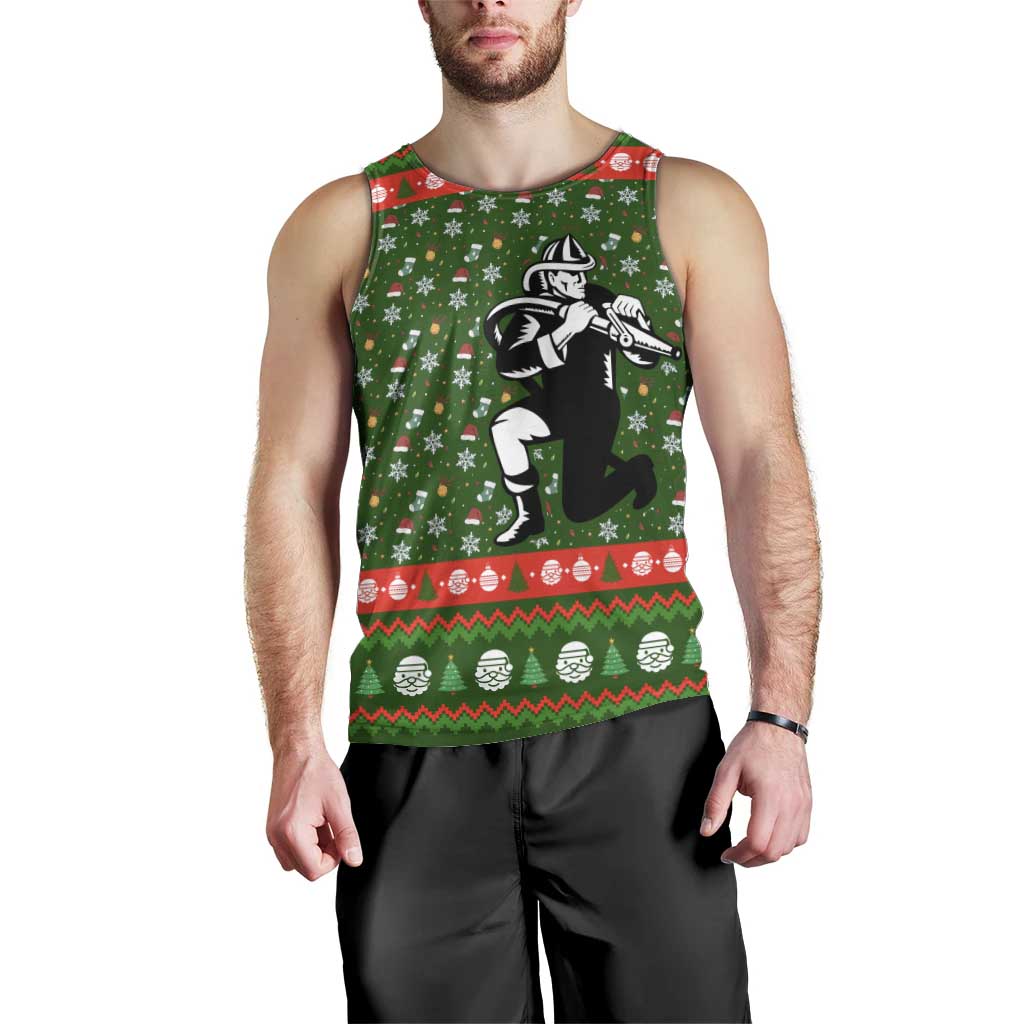 Awesome Firefighter Christmas Men Tank Top Xmas Holiday Patterns - Wonder Print Shop