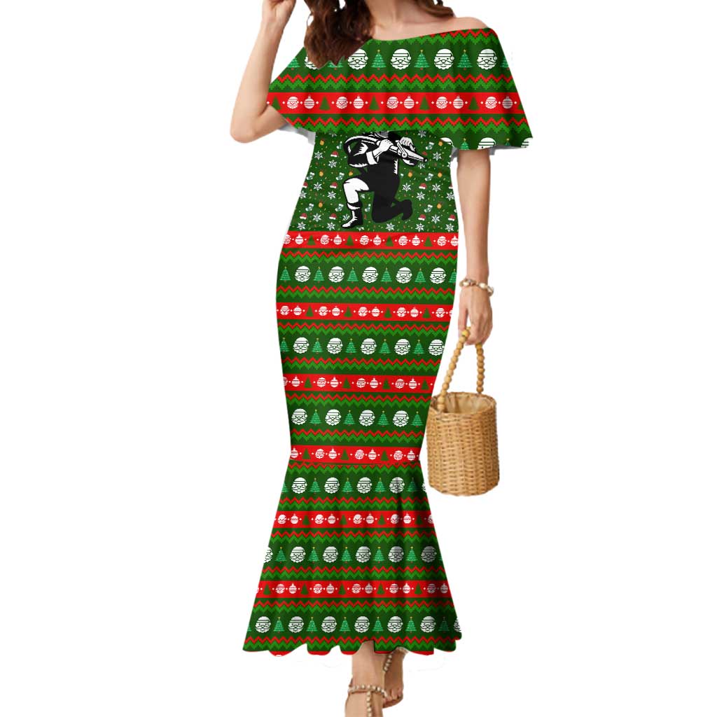 Awesome Firefighter Christmas Mermaid Dress Xmas Holiday Patterns - Wonder Print Shop