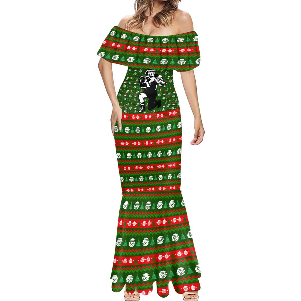 Awesome Firefighter Christmas Mermaid Dress Xmas Holiday Patterns - Wonder Print Shop