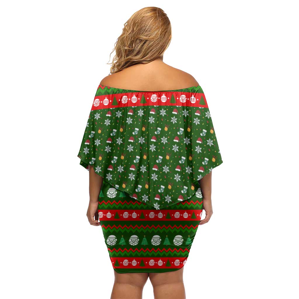 Awesome Firefighter Christmas Off Shoulder Short Dress Xmas Holiday Patterns - Wonder Print Shop