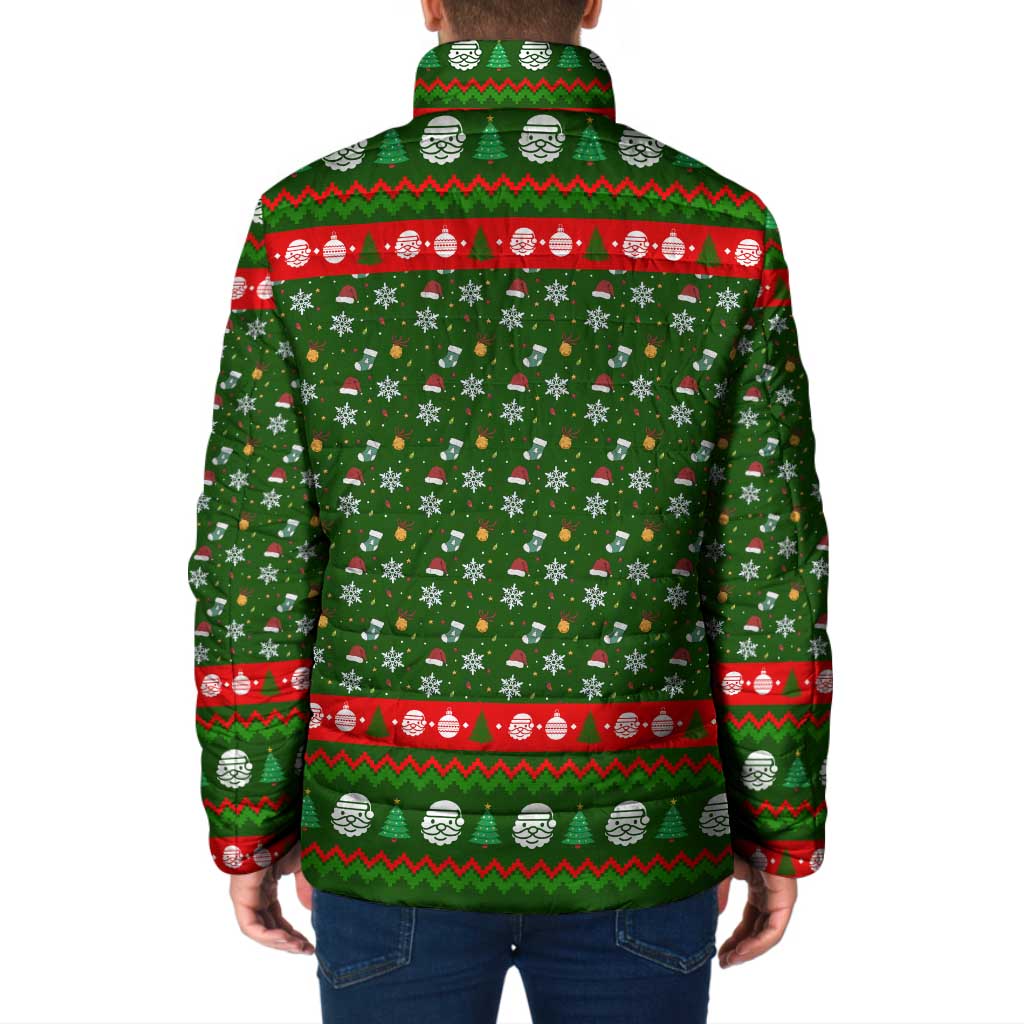 Awesome Firefighter Christmas Padded Jacket Xmas Holiday Patterns - Wonder Print Shop