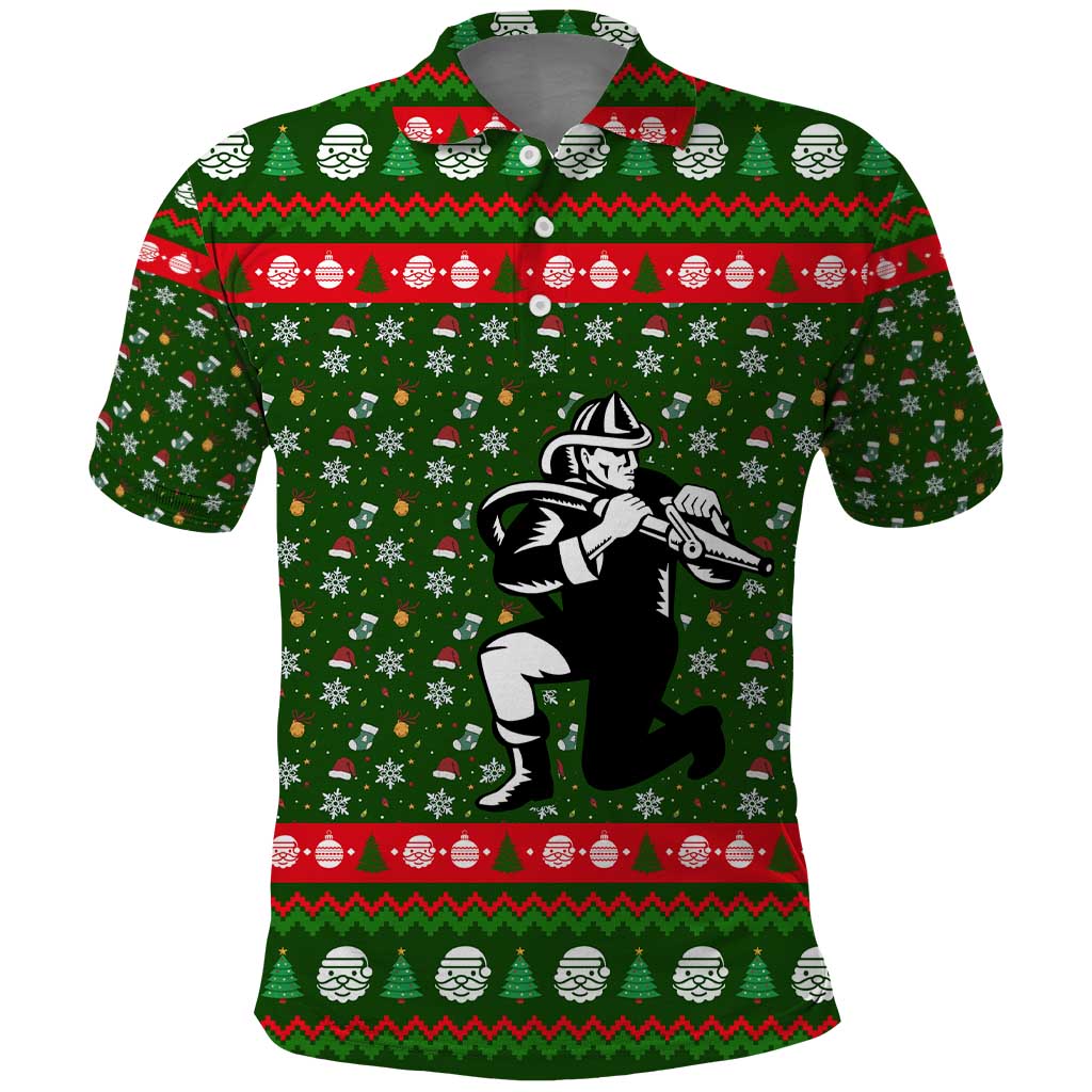 Awesome Firefighter Christmas Polo Shirt Xmas Holiday Patterns - Wonder Print Shop
