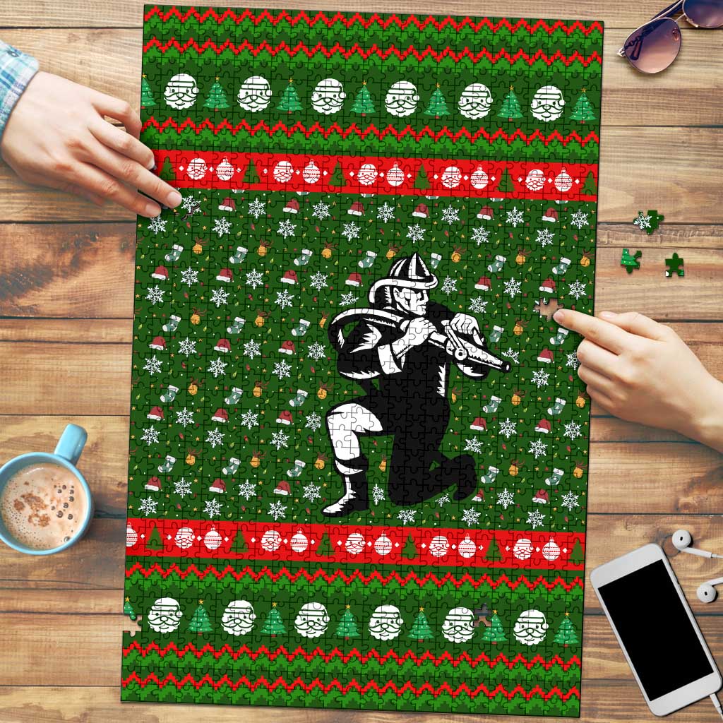 Awesome Firefighter Christmas Puzzle Xmas Holiday Patterns - Wonder Print Shop